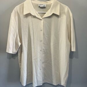 Katie Brooke Cream vintage button up blouse with collar  Size: 16 #feminine